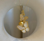 South Sea pure Golden Ocean Pearl Brooch Pendant 2in1: Extreme luster 9.5x10.5mm, cool butterfly design brooch. with s925 silver chain.