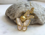 South Sea pure Golden Ocean Pearl Brooch Pendant 2in1: Extreme luster 9.5x10.5mm, cool butterfly design brooch. with s925 silver chain.