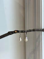 Freshwater Peanut Keshi Pearls Earrings Hoops: Extreme luster mirrored, 6.5mm, ivory silver. S925 silver hoops.
