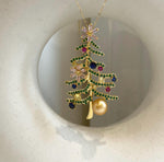 South Sea Golden Pearl Christmas Tree Brooch Pendant 2in1: 9.8x10.2mm, 3.3x6.2cm, colorful tree. with s925 silver chain adjustable.