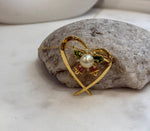 South Sea Golden Pearl Christmas Brooch Pendant 2in1: 8.8mm, Heart Bell design, 3.5x4cm. with s925 silver chain.