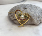 South Sea Golden Pearl Christmas Brooch Pendant 2in1: 8.8mm, Heart Bell design, 3.5x4cm. with s925 silver chain.