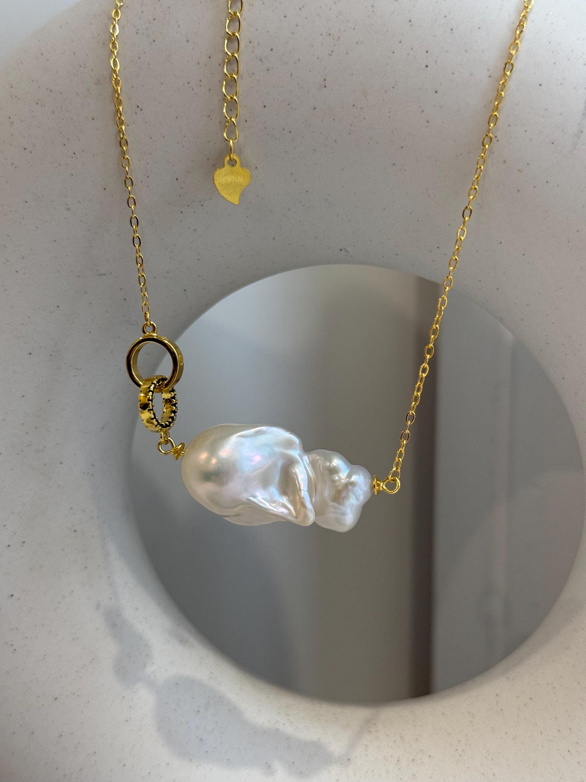 Insale White Iridescent baroque pearl Pendant Necklace Set: Extreme luster, 16.4x30mm, S925 silver Cool pendant chain necklace set.