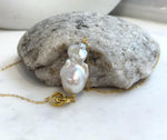 Insale White Iridescent baroque pearl Pendant Necklace Set: Extreme luster, 16.4x30mm, S925 silver Cool pendant chain necklace set.