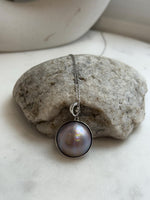 20.7mm Pink Rose iridescent Ocean Round Mabe Pearl Pendant: Extreme luster, S925 Silver base pendant Necklace Set. for her birthday