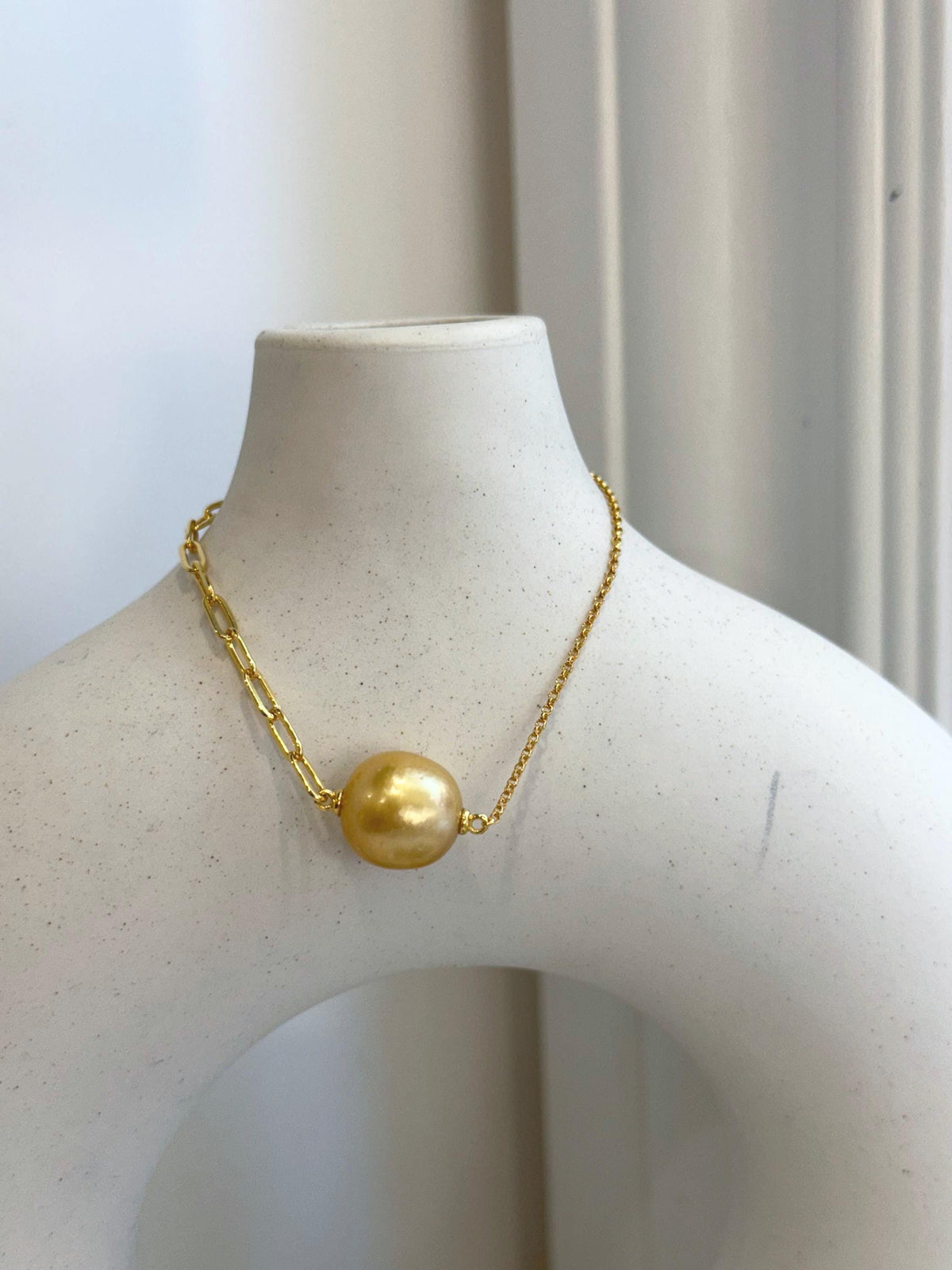 12.8mm South Sea Golden Pearl Bracelet: Strong luster, ultra gold, to 7.4”. No tariffs.