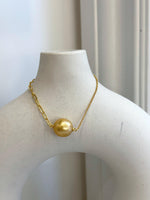 12.8mm South Sea Golden Pearl Bracelet: Strong luster, ultra gold, to 7.4”. No tariffs.