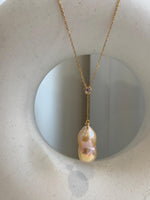 Peanut Keshi Pearl Necklace Set: Extreme luster, peach gold iridescent green hue, 12.9x24.3mm,s925 silver necklace set.  for her birthday