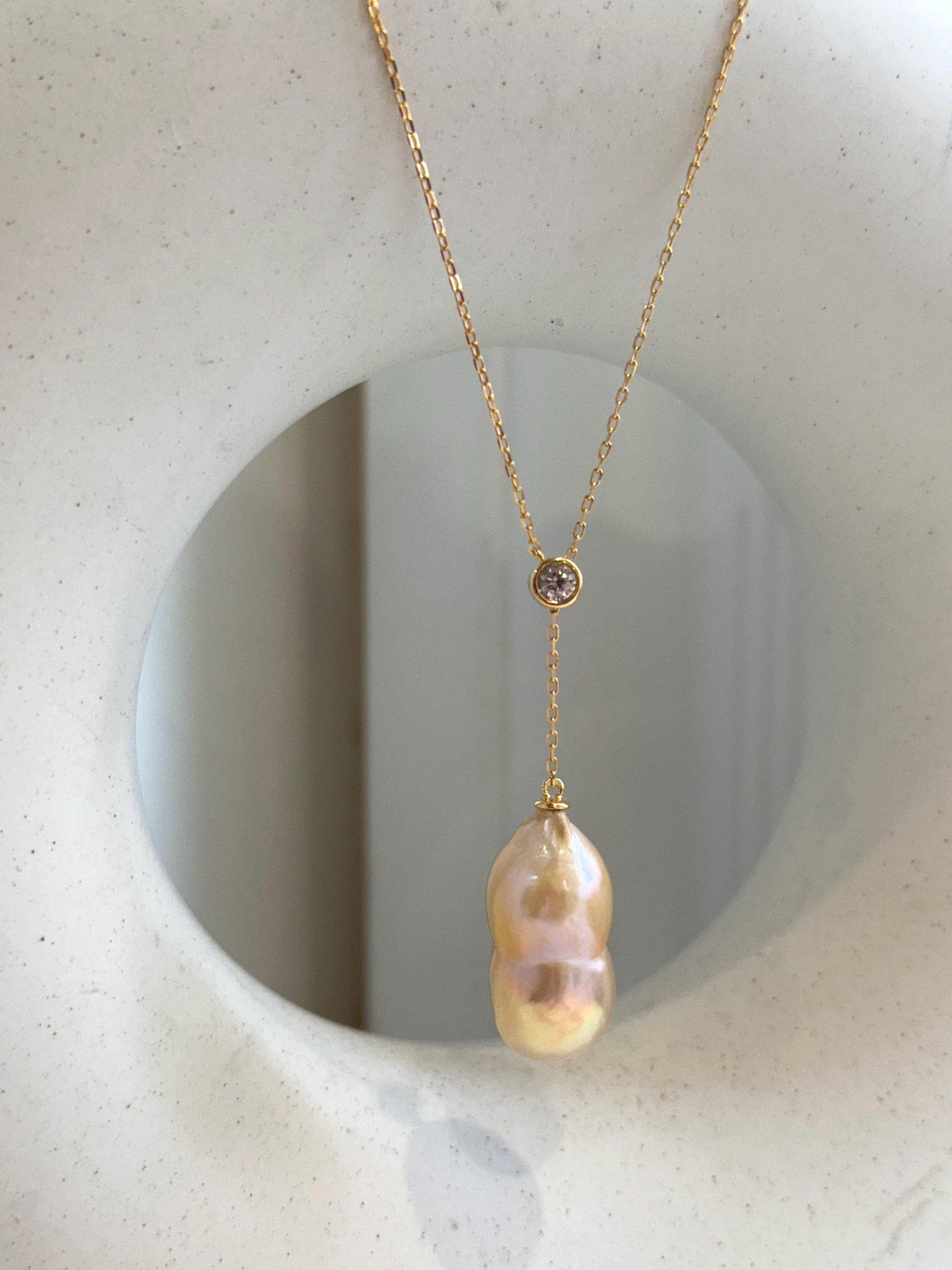 Peanut Keshi Pearl Necklace Set: Extreme luster, peach gold iridescent green hue, 12.9x24.3mm,s925 silver necklace set.