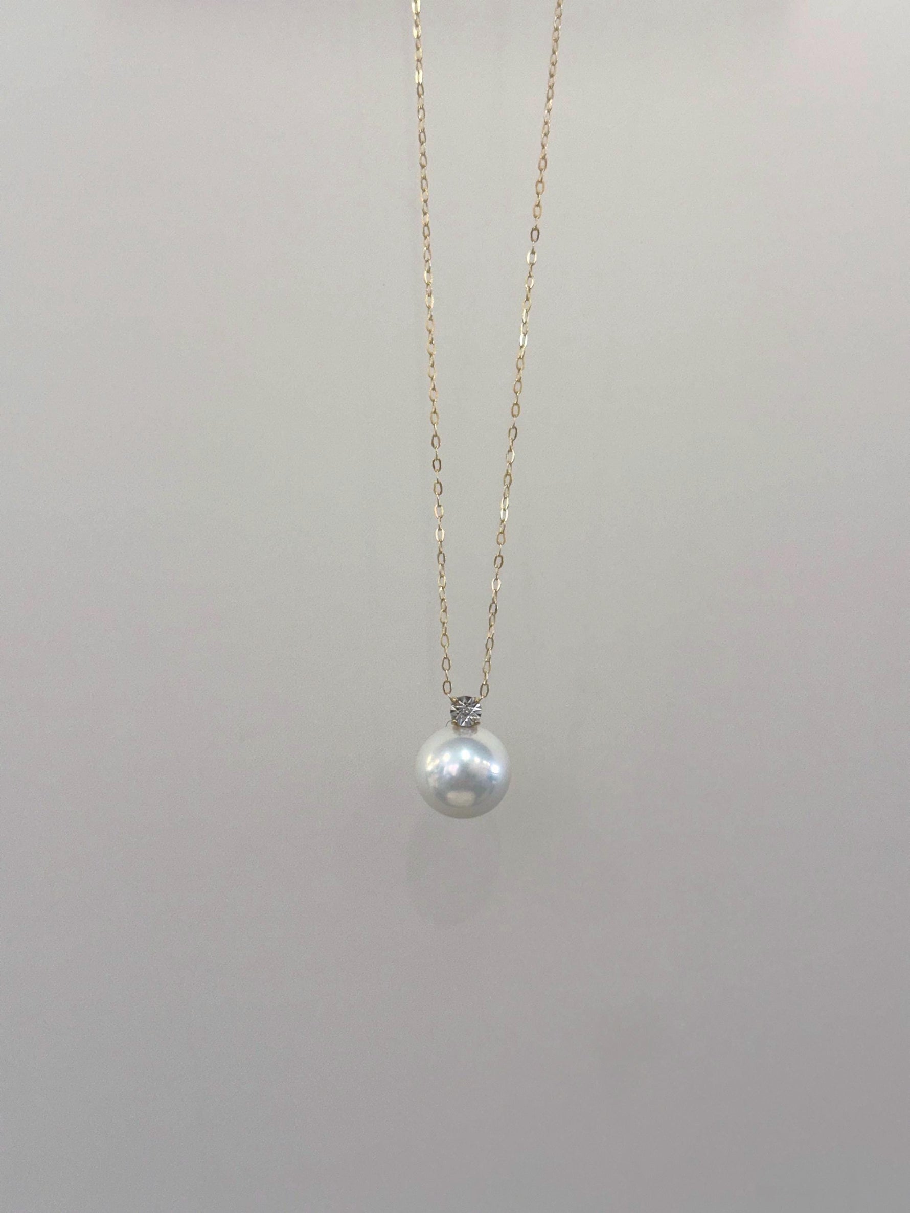 white pearl pendant real gold real diamond