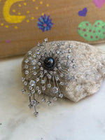 Tahitian Ocean Pearl Brooch Pendant 2in1: Extreme luster, 9mm green black pearl, Fireworks Copper Brooch Pendant with s925 silver chain.
