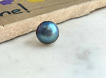 21mm Blue iridescent Ocean Round Mabe Pearl Ring: Extreme luster, S925 Silver base adjustable Ring.