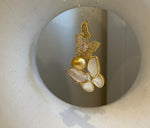 South Sea pure Golden Ocean Pearl Brooch Pendant 2in1: Extreme luster 9.5x10.5mm, cool butterfly design brooch. with s925 silver chain. for her daily wear