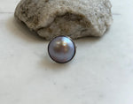 20.3mm Pink Rose iridescent Ocean Round Mabe Pearl Ring: Extreme luster, S925 Silver base adjustable Ring.