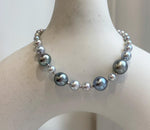 Au750 18K gold 30pcs Akoya Tahitian Ocean Pearls Bracelet: Extreme luster Mirrored effect, 3.5-9.2mm, 18k Gold beads clips, 8”long.