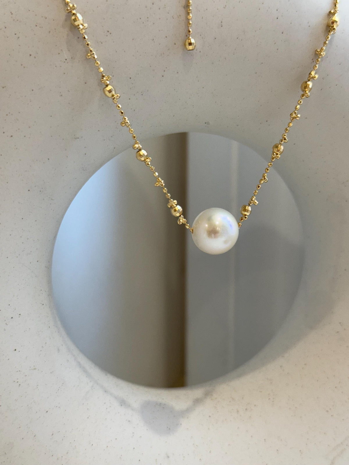 11.9mm White Edison Pearl Necklace: Strong luster round pearl, to 17.9”, S925 silver Necklace set. for her birthday