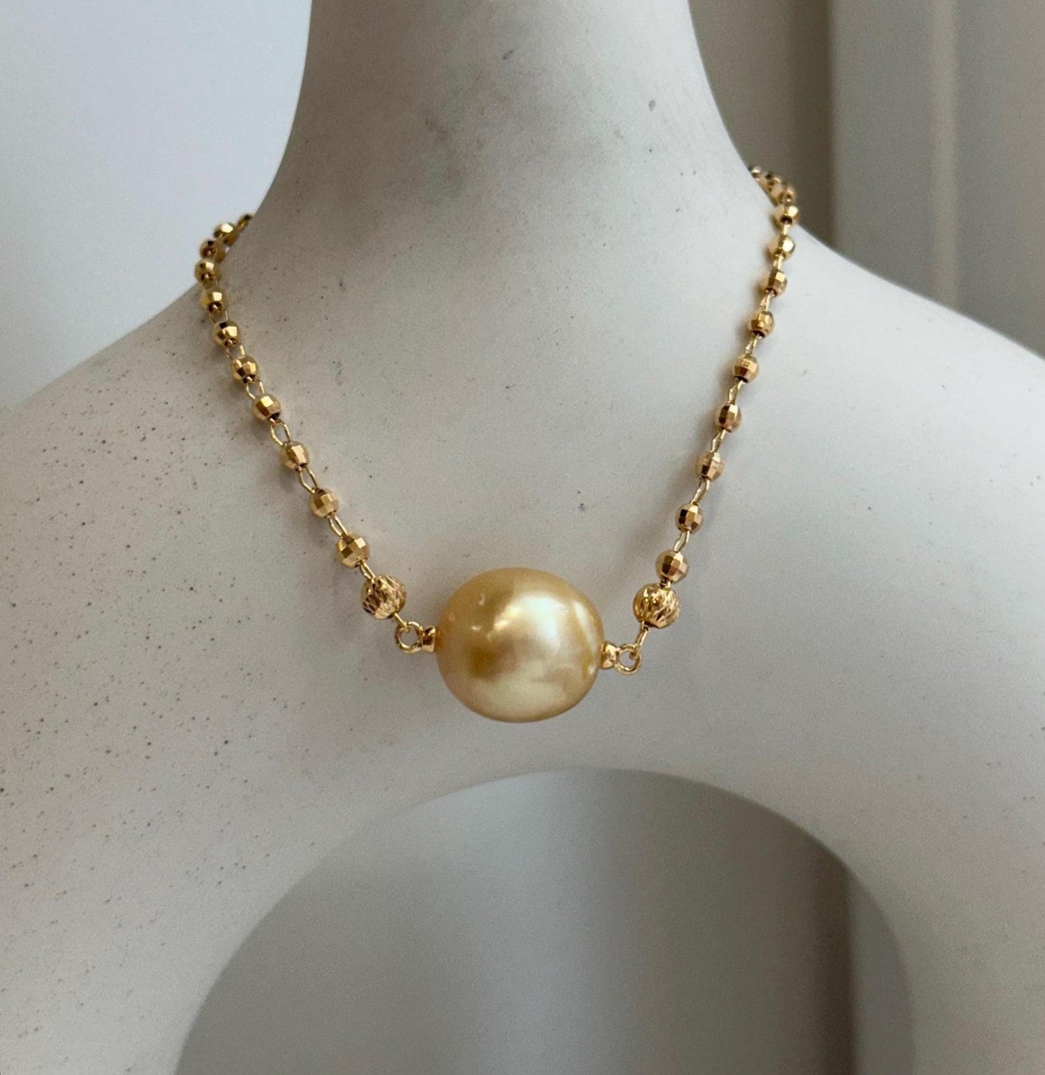 13.3mm South Sea Golden ocean pearl cool  Bracelet: Extreme luster mirrored, ultra Gold. S925 silver chain. To 8.1” gift for her birthday