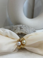 South sea golden Australian ocean white double pearls Ring: Extrem luster, 9.2-10.2mm. S925 silver adjustable Vintage Ring. gift for her birthday