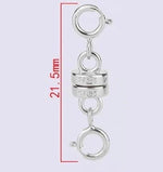 Not for seperate purchase!! s925 magnetic double clips. 21.5mm long, 5mm dia clip hoops. Silver color. Make Put-on easy for necklaces.