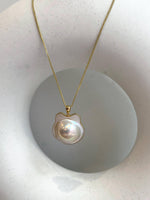 ivory iridescent ocean Mabe Pearl 18k pendant s925 silver necklace set for her