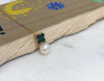akoya ocean Pearl 18k gold malachite gemstone pendant for her engagement