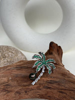 Tahitian Ocean Pearl Tree Brooch Pendant 2in1: Extreme Luster mirrored, 9.1mm, peacock green pearl, 3.6x4.5cm, S925 silver chain. gift for her birthday