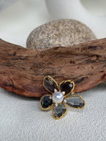 White Pearl Floral Brooch Pendant 2in1: Extreme Luster mirrored, 9.3mm, white pearl, 3.3x4.1cm, S925 silver chain. gift for her daily wear
