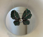 Tahitian Ocean Pearl Brooch Pendant 2in1: Strong Luster, 10mm, platinum pearl green hue, butterfly brooch,6x4cm, S925 silver chain.