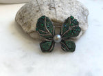 Tahitian Ocean Pearl Brooch Pendant 2in1: Strong Luster, 10mm, platinum pearl green hue, butterfly brooch,6x4cm, S925 silver chain.