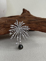 Tahitian Ocean Pearl Brooch Pendant 2in1: Extreme luster mirrored, 9.8mm green black, Fireworks Copper Brooch, s925 silver chain.