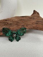 Tahitian Ocean Pearl Butterfly Brooch Pendant 2in1: Extreme Luster mirrrored, 10.2mm, platinum black pearl, 6x4cm, S925 silver chain.