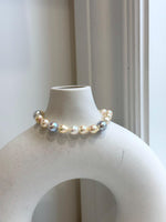 Multicolor Ocean Pearls Bracelet: 19pcs Akoya ocean Australian White ocean Pearls, Extreme luster, 6.7-8.5mm, 7.2” knotted, gift for her anniversary
