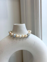 Multicolor Ocean Pearls Bracelet: 19pcs Akoya ocean Australian White ocean Pearls, Extreme luster, 6.7-8.5mm, 7.2” knotted