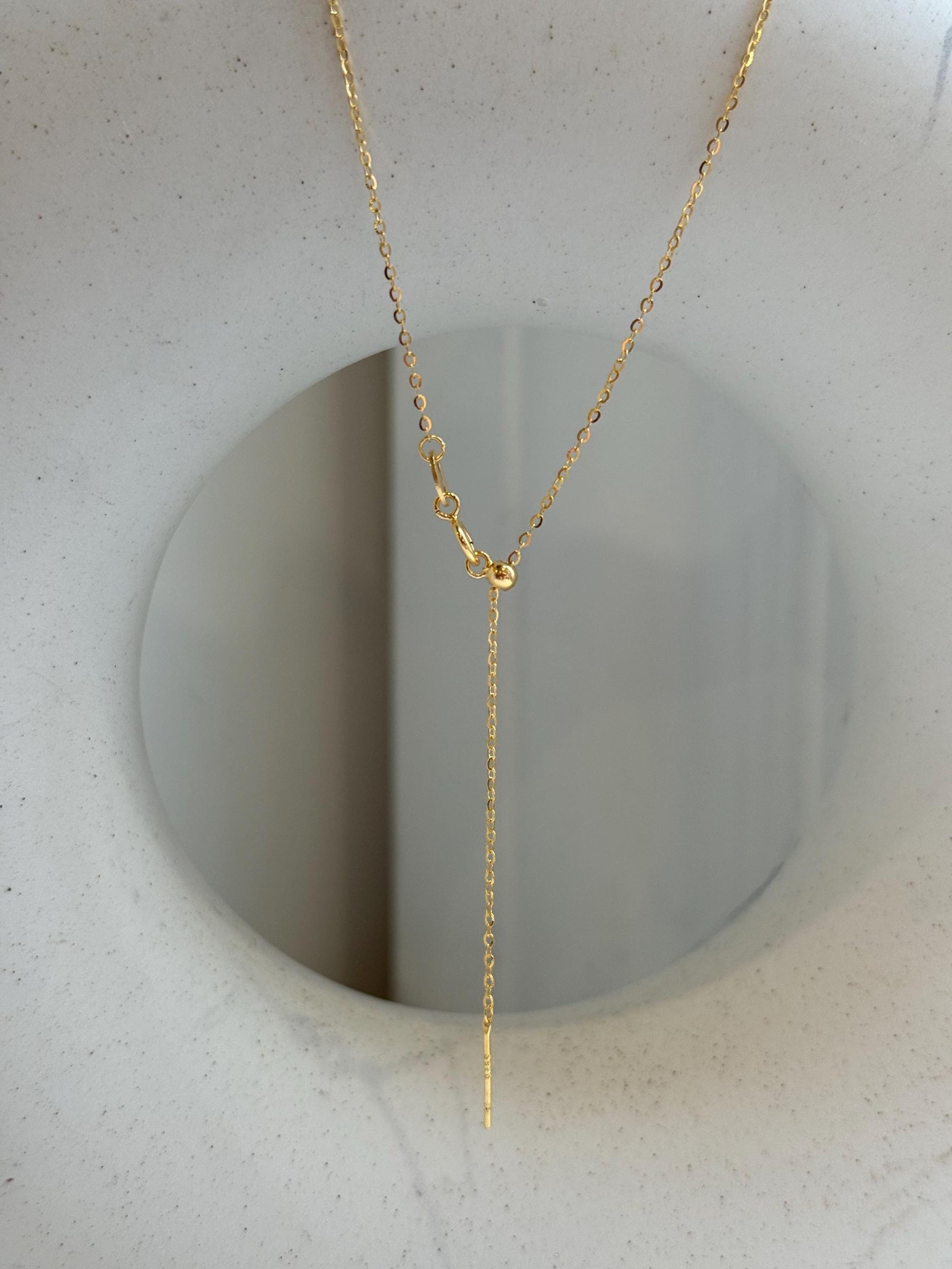 Not for seperate purchase!! s925 silver O chain necklace, adjustable size to 17.3”, with needle for floating pendant. Gold.