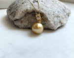 15.1m South Sea deep golden Ocean Pearl pendant: Extreme luster mirrored, deep gold pearl, 2.5cm high, S925 silver pendant chain set. gift for her daily wear
