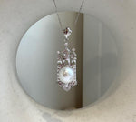 11mm White Edison Pearl pendant: Extreme luster mirrored, cold white pearl, 1.5x4.4cm, S925 silver pendant chain set.