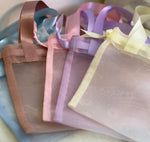 Thank you- Tag, 10x10cm Thick Organza gift bag with handle.