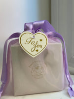 For you- Tag, 10x10cm Thick Organza gift bag with handle.