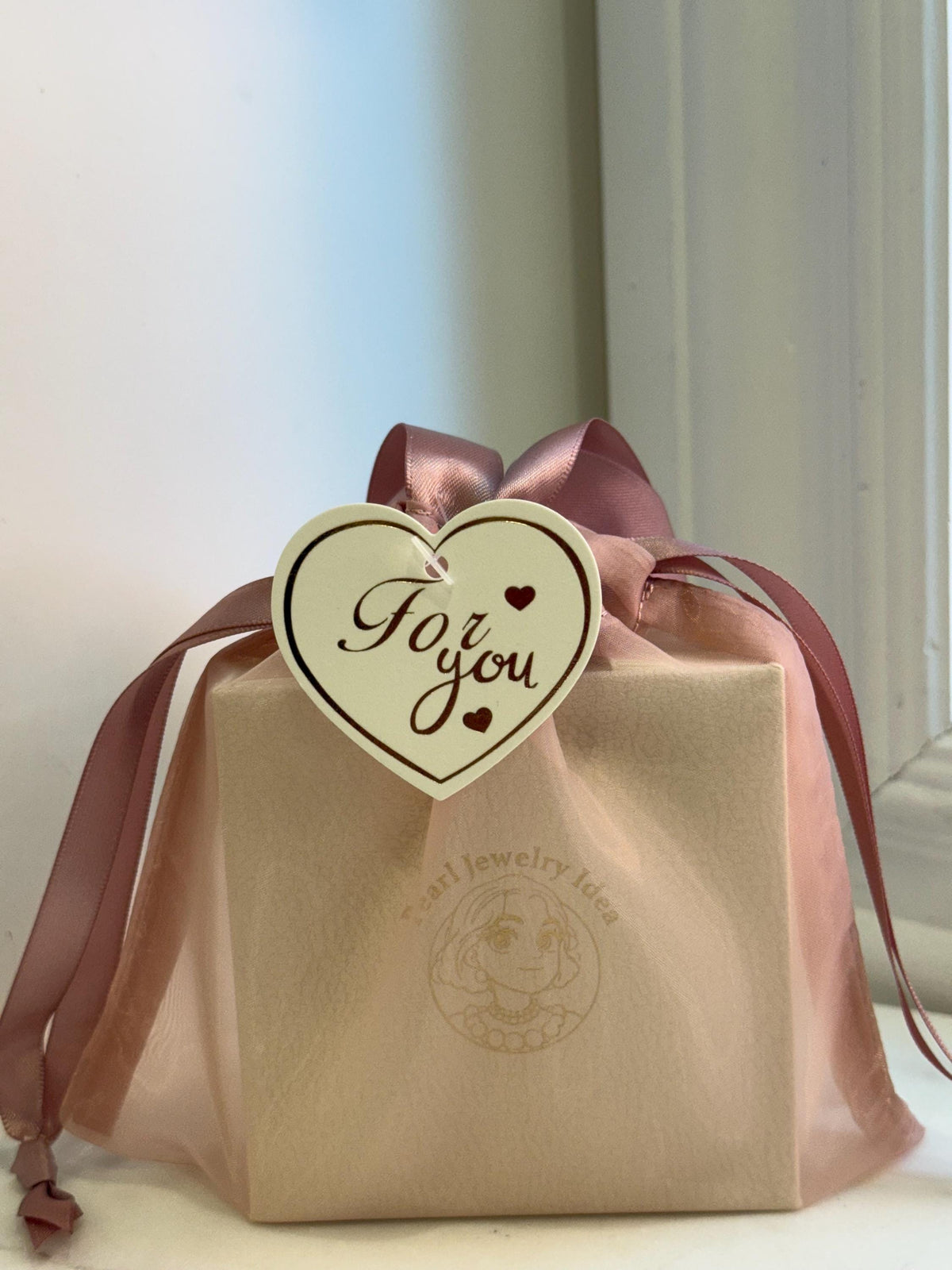 For you- Tag, 10x10cm Thick Organza gift bag with handle.