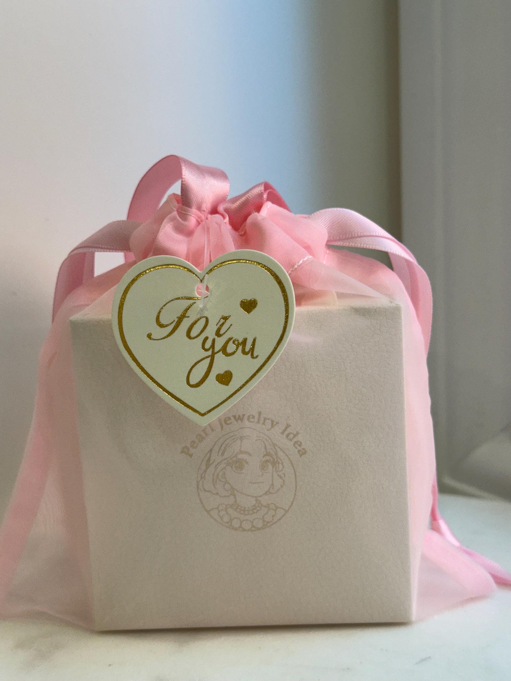 For you- Tag, 10x10cm Thick Organza gift bag with handle.