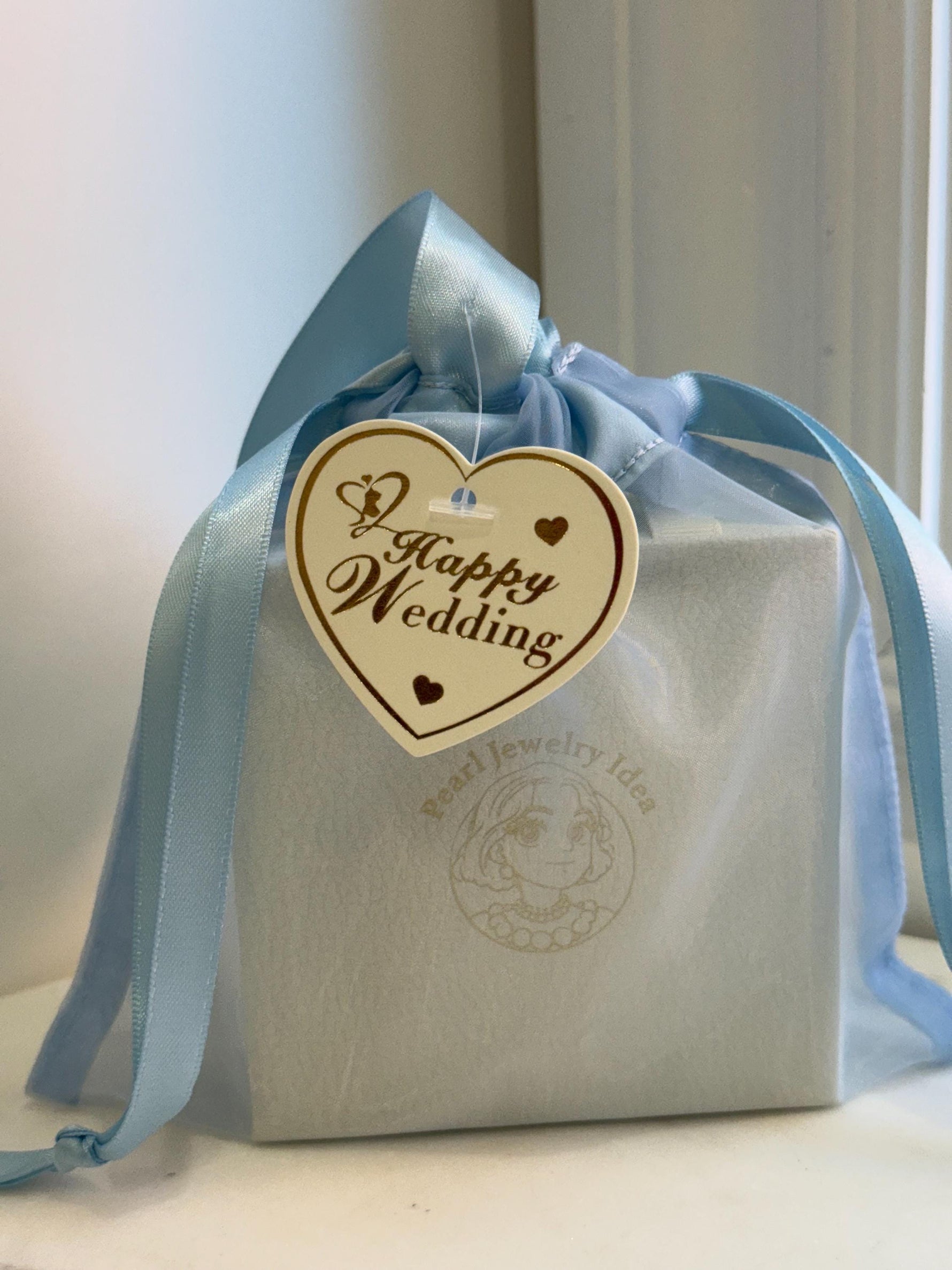 Happy wedding - Tag, 10x10cm Thick Organza gift bag with handle.