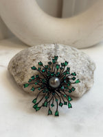 Tahitian Ocean Pearl Fireworks Brooch Pendant 2in1: Extreme luster mirrored, 10.3mm, s925 silver chain, gift for her birthday