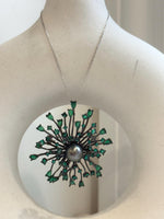 Tahitian Ocean Pearl Fireworks Brooch Pendant 2in1: Extreme luster mirrored, 10.3mm, s925 silver chain, gift for her birthday