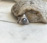 9.1mm Tahitian ocean Triangle pendant: Extreme luster mirrored, platinum green, S925 silver pendant chain set.
