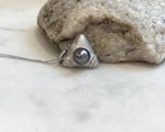 9.1mm Tahitian ocean Triangle pendant: Extreme luster mirrored, platinum green, S925 silver pendant chain set.