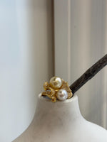 South sea golden Australian ocean white double pearls Ring: Extrem luster, 9.2-10.2mm. S925 silver adjustable Vintage Ring.