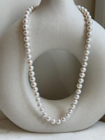 6.7-7.4mm 56pcs white freshwater pearls necklace choker: Extreme luster mirrored, hand knotted, 17.2” S925 silver necklace strand