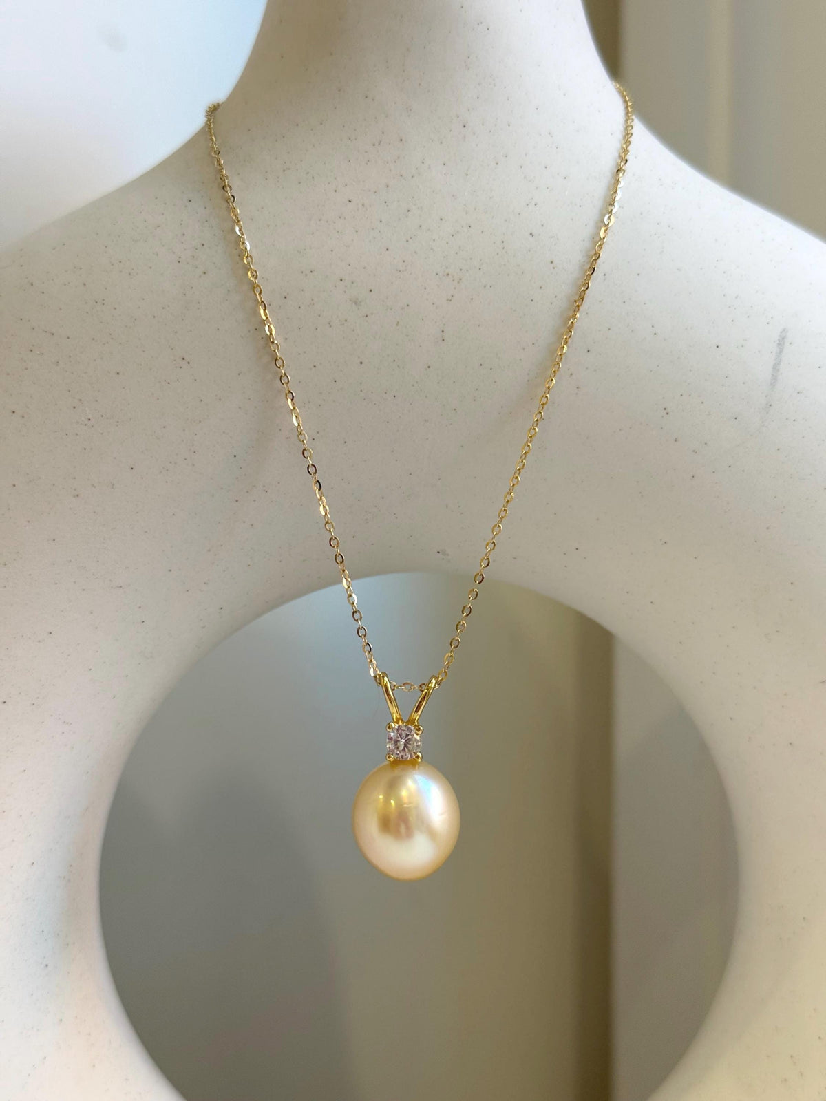 11.6mm South sea golden Pearl pendant: Extreme luster mirrored, champagne gold pearl, 2.2cm high, S925 silver cool pendant chain set. Black Friday deal