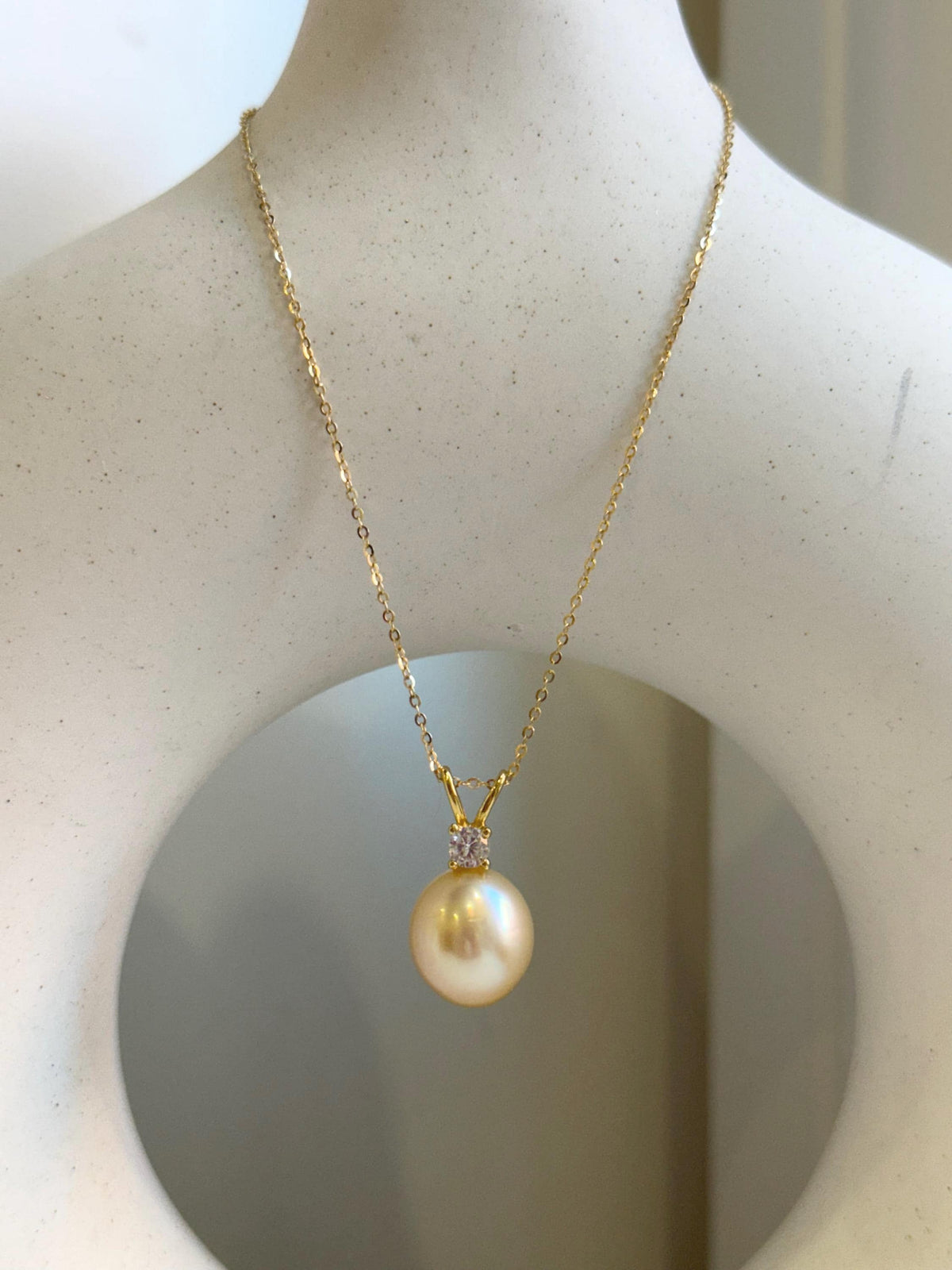 11.6mm South sea golden Pearl pendant: Extreme luster mirrored, champagne gold pearl, 2.2cm high, S925 silver cool pendant chain set.