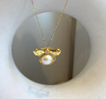 12mm Ivory ocean mabe Bee Pendant brooch 2in1: Extreme luster, S925 silver pendant chain set.